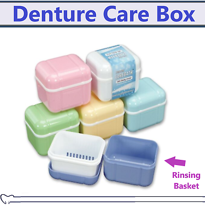#ad Denture Retainer Mouth Guard Storage Case amp; Soaking Rinsing Bath Basket 2 Pack $13.95