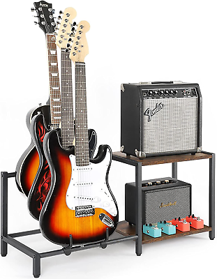 Guitar Stand 3 Electric and Bass Guitar Floor Stand w Guitar Amp Stand BLACK $66.75