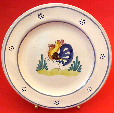 #ad POTTERY ROOSTER PLATE ITALY HAND PAINTED ANCIENT ARTISAN CIVILIZATION MARK $14.95