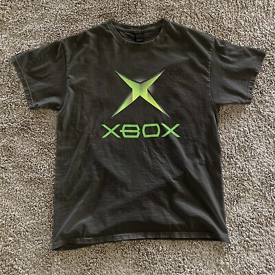 #ad Original Xbox logo green black tee Vintage Gaming Shirt Y2k $22.97