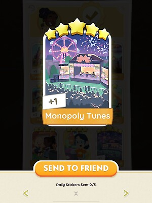 #ad Monopoly Go 5 Star Sticker “Monopoly Tunes” $7.99