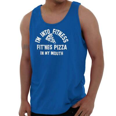 Fitness Pizza In My Mouth Funny Gift Gym Tank Top T Shirts Tees Men Women $16.99