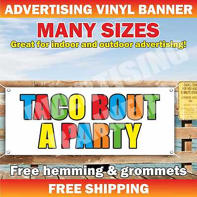 #ad #ad TACO BOUT A PARTY Advertising Banner Vinyl Mesh Sign Cactus Mexico Party food $219.95