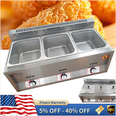 #ad 3 Pan Propane Gas Food Warmer Restaurant Tabletop Desktop Countertop Steam Table $180.50