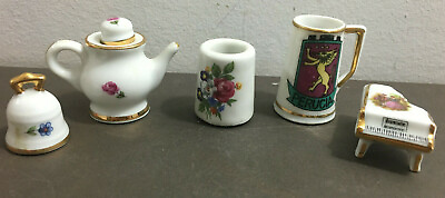 #ad VINTAGE CREST WARE MINIATURE CHINA LOT OF 5 PIANO BELL MUG PITCHER VASE $24.99