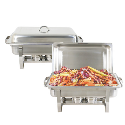 2 PACK FULL SIZE BUFFET CATERING STAINLESS STEEL CHAFER CHAFING DISH SETS 8 QT $57.59