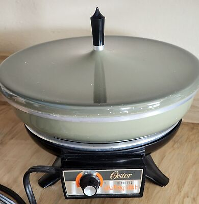 Vintage Oster Electric Chafing Dish Mid Century Green Good Working Condition $24.99