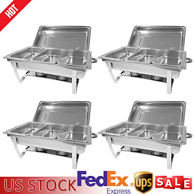 #ad 4PCS Three Grids Buffet Set amp; Food Warmer Adjustable Heat for Parties Holiday $178.40