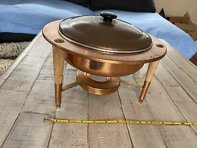 #ad #ad Antique Double Boiler Copper Chafing Warming Dish on Brass Burner Stand SD4 $29.96