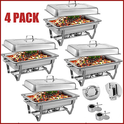 4 Pack Catering Stainless Steel Chafer Chafing Dish Sets 8Qt Full Size Buffet $129.93