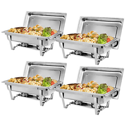 4pcs Stainless Steel 8Qt Rectangular Buffet Trays Chafer Chafing Dish Warmers $110.59