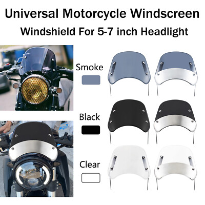 Motorcycle Windscreen Windshield For All 5 7quot; Headlight Honda Yamaha Cafer Racer $23.96