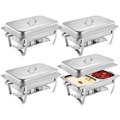 #ad 4 Pack Stainless Steel Chafer Chafing Dish Sets Catering Food Warmer $155.99