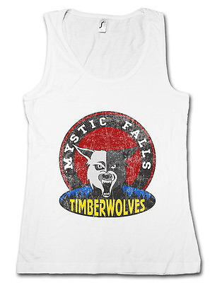 MYSTIC FALLS TIMBERWOLVES WOMAN TANK TOP Vampire Football Team Diaries Sign Logo $24.99