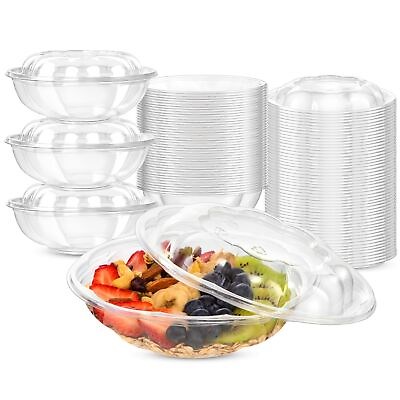 #ad 50 Pack 24oz Disposable Clear Plastic Salad Bowls for Valentines Wedding $39.42