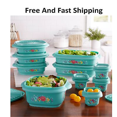 #ad The Pioneer Woman 20 Piece Plastic Food Storage Container Variety Set Breezy Bl $19.97