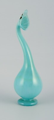 #ad Murano Venice mouth blown art glass vase in turquoise organic form. 1960 70s. $470.00
