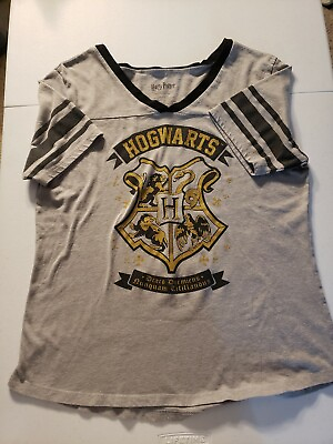 #ad Women#x27;s V Neck Harry Potter Hogwarts Crest Top $14.99