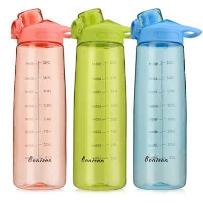 Wide Mouth Sports Water Bottle Flip Top Lid with Handle Leak Proof Large Size $7.59