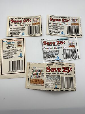 #ad #ad Vintage Cinnamon Toast Crunch Cereal Coupons No Expiration Date Lot Of 5 $6.99