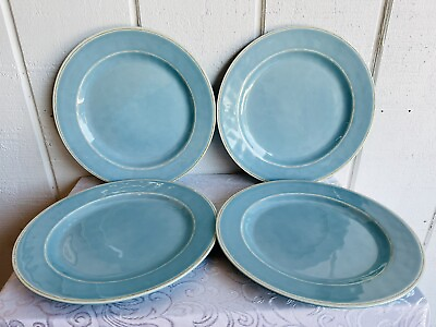 #ad Set of 4 Pottery Barn Blue Cambria Melamine Plastic Plates 11” Brand New MINT $20.00