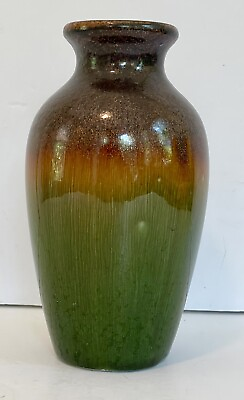 Vintage Studio Art Pottery Bud Vase Brown amp; Green Drip Glazed 5.5” Undamaged $18.00