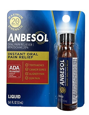 #ad Anbesol LIQUID Mouth Pain Relief Maximum Strength 0.41oz $11.49