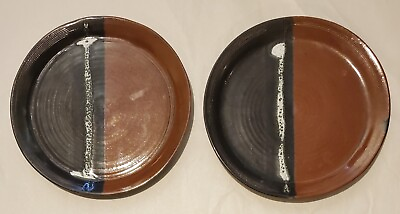 M Morris Designer Pottery Plates Brown Signed 9.6quot; x 2 $65.95