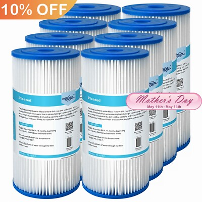 #ad 10quot; x 4.5quot; for Big Blue Whole House Sediment Pleated Water Filter 5 20 50 Micron $15.29
