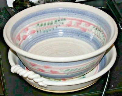 Hand Spun Pottery Salad bowl amp; bread platter *Nice* $29.99