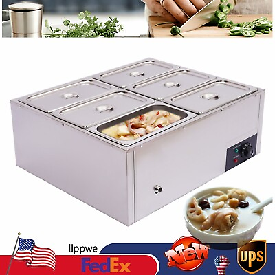#ad Commercial Electric Food Warmer Stainless Steel 6 Pan Steamer Buffet Restaurant $172.58