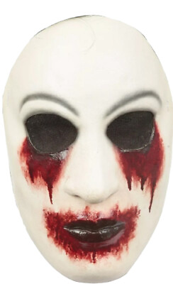 Creepypasta Zalgo Latex Mask Blood Eye Mouth Adult White Halloween Accessory *V2 $12.08
