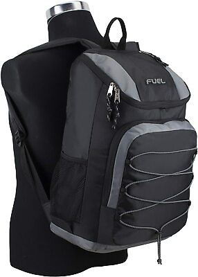 Fuel Wide Mouth Sports Backpack w Laptop Pocket School Travel Black Graphite $29.99