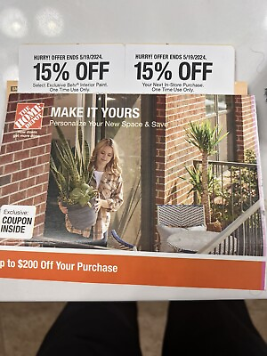 #ad #ad HD HOME DEPOT Coupon of 15% OFF Your next IN STORE Purchase Max $200 to 5 19 24 $34.00