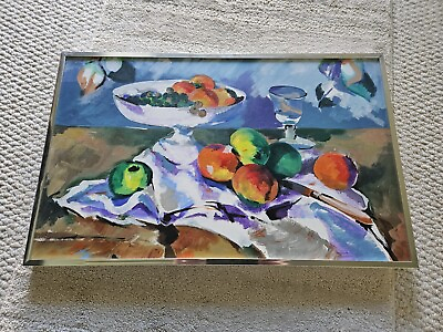 #ad 1970#x27;s Acrylic Oil Canvas Still Life Fruit Table Bowl Knife Walter Morgan... $247.49