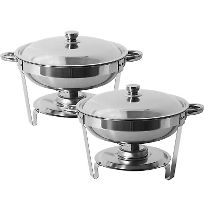 #ad 5 Quart Stainless Steel Round Chafing Dish Buffet Warmer Set $52.50