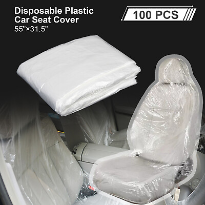 100pcs Disposable Plastic Car Seat Covers Universal Elastic Covers Waterproof $15.29