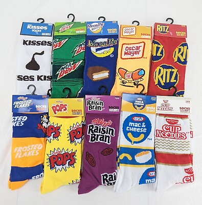#ad Odd Sox Crazy Socks Mens Size 6 12 Crew Socks Novelty Gift Gag Lot 10 Food Candy $48.74