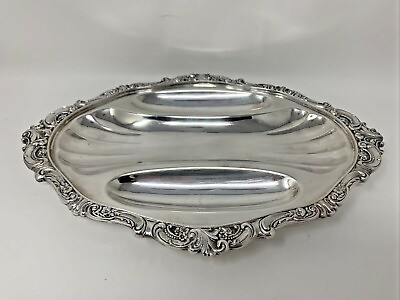 Wallace Baroque Silverplate 13 5 8quot; x 9 5 8quot; Relish Tray 3 Compartments Divided $74.95