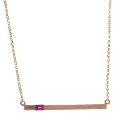 #ad Rose Gold Lab Created Ruby Bar Pendant Necklace 10k Pink Adjustable $159.99