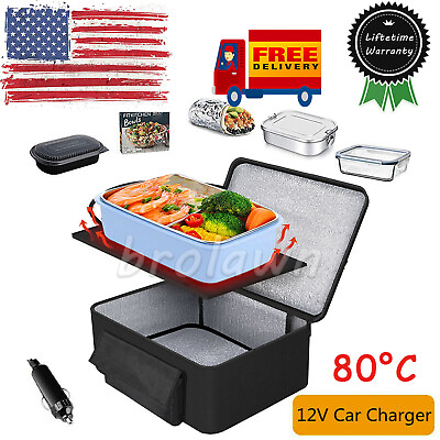 #ad 12V Portable Food Heating Lunch Box Electric Heater Warmer Bag with Car Charger $22.49