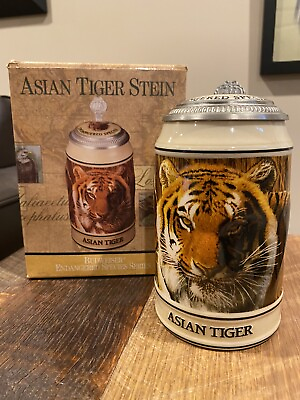 #ad #ad NEW Budweiser Endangered Species Asian Tiger Lidded Beer Stein CS126 w COA NIB $29.99