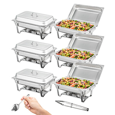 #ad #ad VEVOR 6 Pack Chafing Dish Set 8 QT Full Size Buffet Food Warmer Stainless Steel $155.60