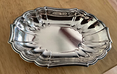 Newport by Gorham Small Silver Dish Tray Plate 9” Oval Scalloped Edge Vintage $12.00
