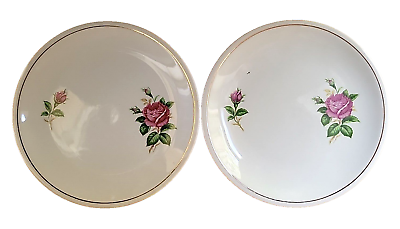 #ad Vintage Paden City Pottery Salad Plates Pink Roses 22k Gold Trim Made in USA 2 $20.00