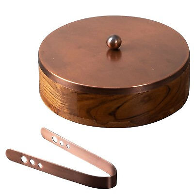 CHROME CASSEROLE WOODEN SOLID HOT BOX FOOD WARMER BOX WITH TONG 9 INCH $152.25