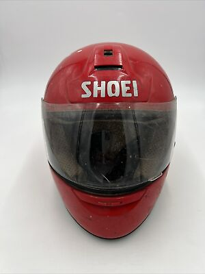 #ad VTG SHOEI Motorcycle Helmet with Face Shield Red RF 800 $45.99