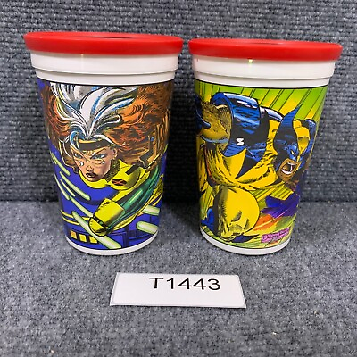 #ad #ad 93 Marvel Pizza Hut X Men 16 oz Cup Wolverine Gambit Rouge Jean Grey NEW W Lid $29.99