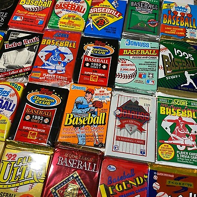 #ad #ad 100 Vintage Baseball MLB Cards In 8 Factory Sealed Packs Unopened Lot HOF Rookie $14.99