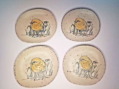 #ad #ad InHomestylez Set Of 4 Easter Baby Chick Chickadee Flower Salad Lunch Plates Nw $49.99